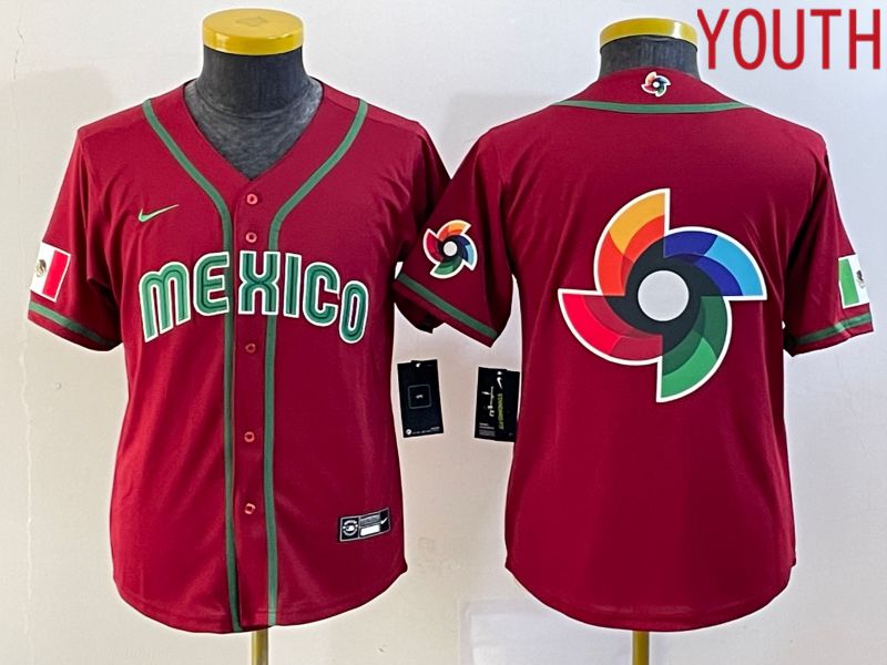 Youth 2023 World Cub Mexico Blank Red Nike MLB Jersey7